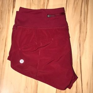 Red Lululemon size 4 speed up shorts